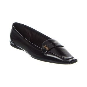 Saint Laurent Poppy Leather Flat, Black